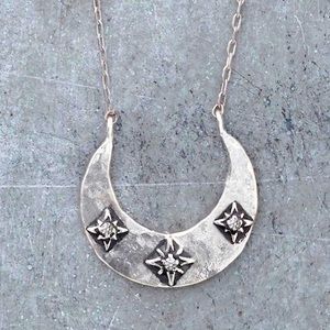 Lunessa Diamond and Sterling Silver Crescent Moon Necklace